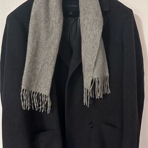 Banana Republic Black Pea Coat with Gray Scarf
